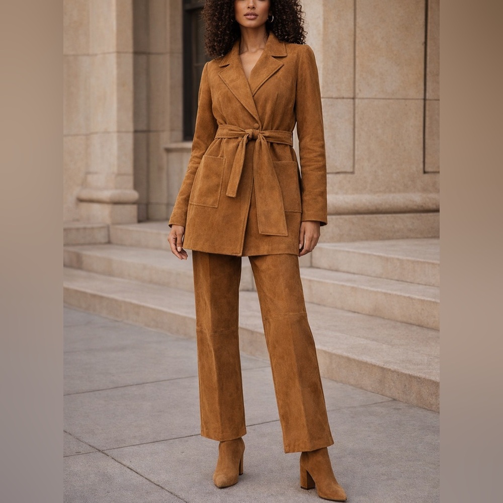 Suede Pants Size Medium High Rise Tan Vintage